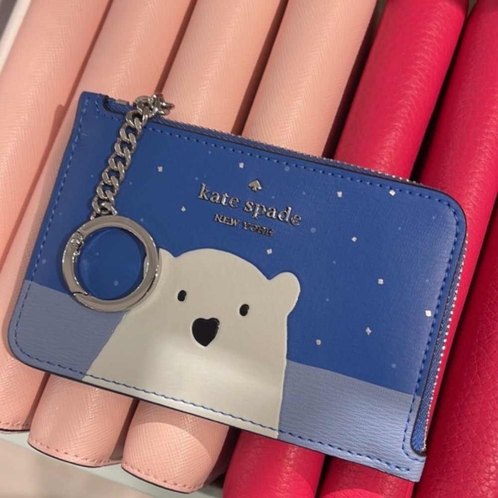 Kate Spade Arctic Friends Medium L-Zip Card Holder Multi Color - Picture 10 of 15